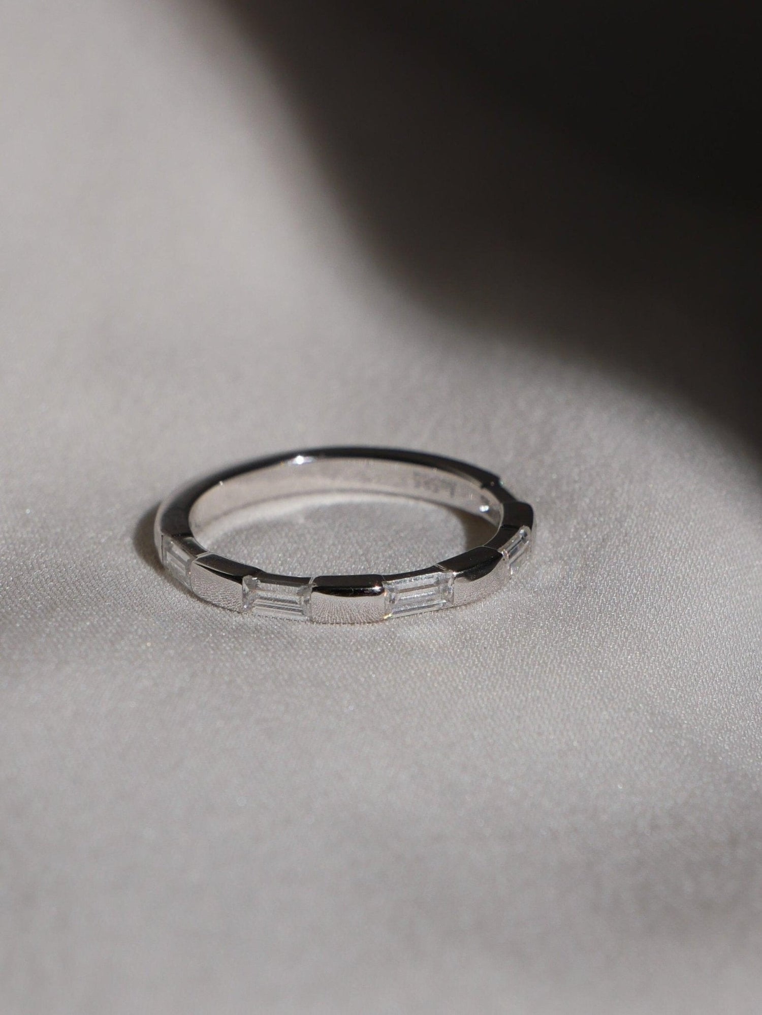 Emerald Diamond Wedding Band - Moissanite Engagement Rings
