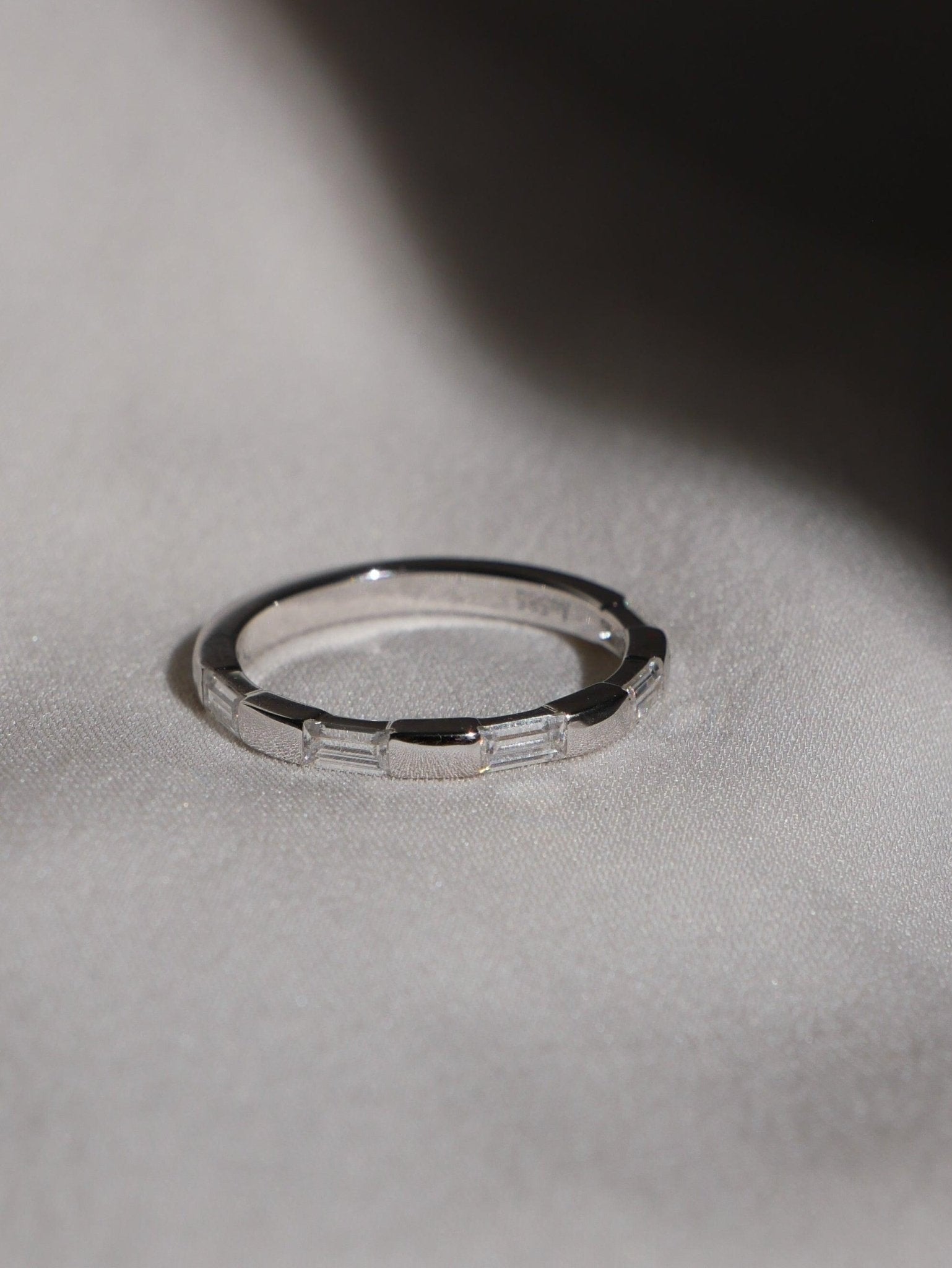 Emerald Diamond Wedding Band - Moissanite Engagement Rings