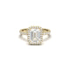Emerald Halo Half Pavé Diamond Engagement Ring - Moissanite Engagement Rings