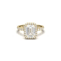 Emerald Halo Half Pavé Moissanite Engagement Ring