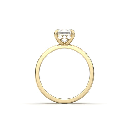 Emerald Hidden Halo Diamond Engagement Ring - Moissanite Engagement Rings