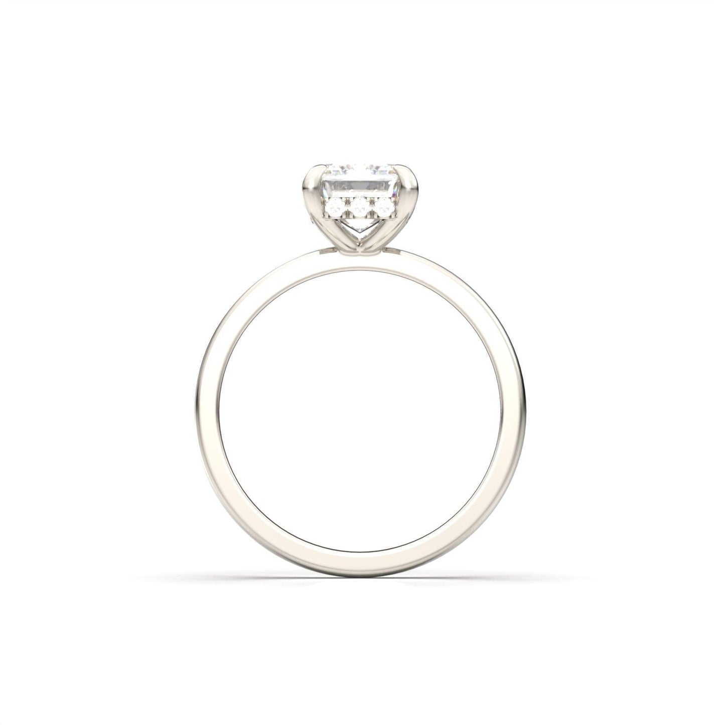 Emerald Hidden Halo Diamond Engagement Ring - Moissanite Engagement Rings