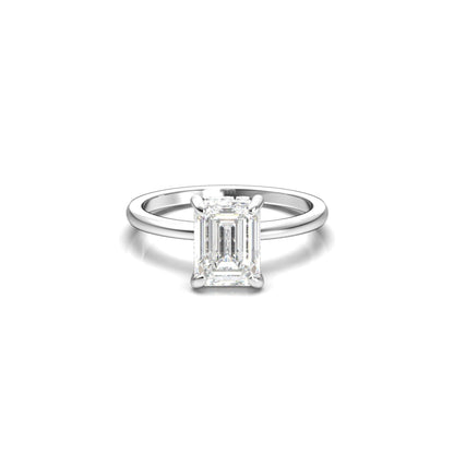 Emerald Hidden Halo Diamond Engagement Ring - Moissanite Engagement Rings