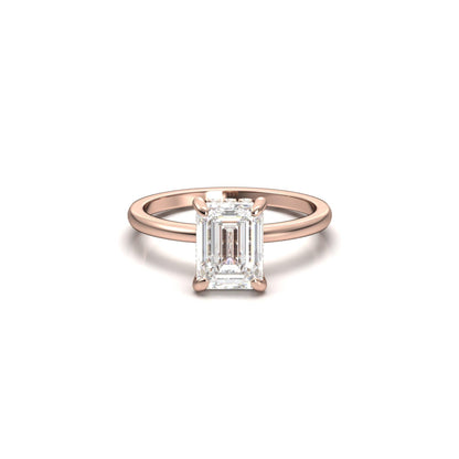 Emerald Hidden Halo Diamond Engagement Ring - Moissanite Engagement Rings