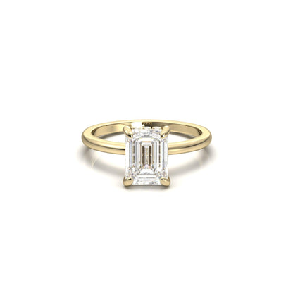 Emerald Hidden Halo Diamond Engagement Ring - Moissanite Engagement Rings
