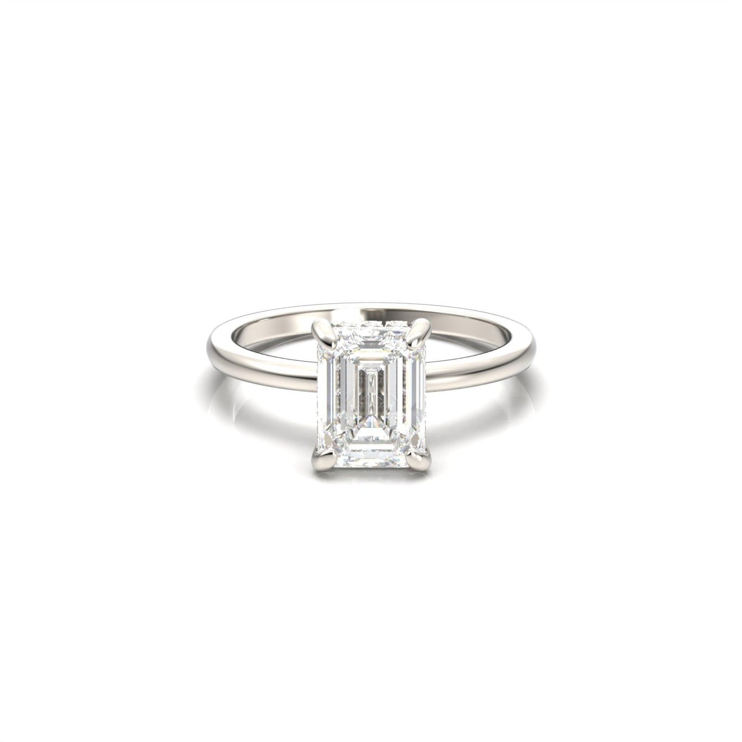 Emerald Hidden Halo Diamond Engagement Ring - Moissanite Engagement Rings