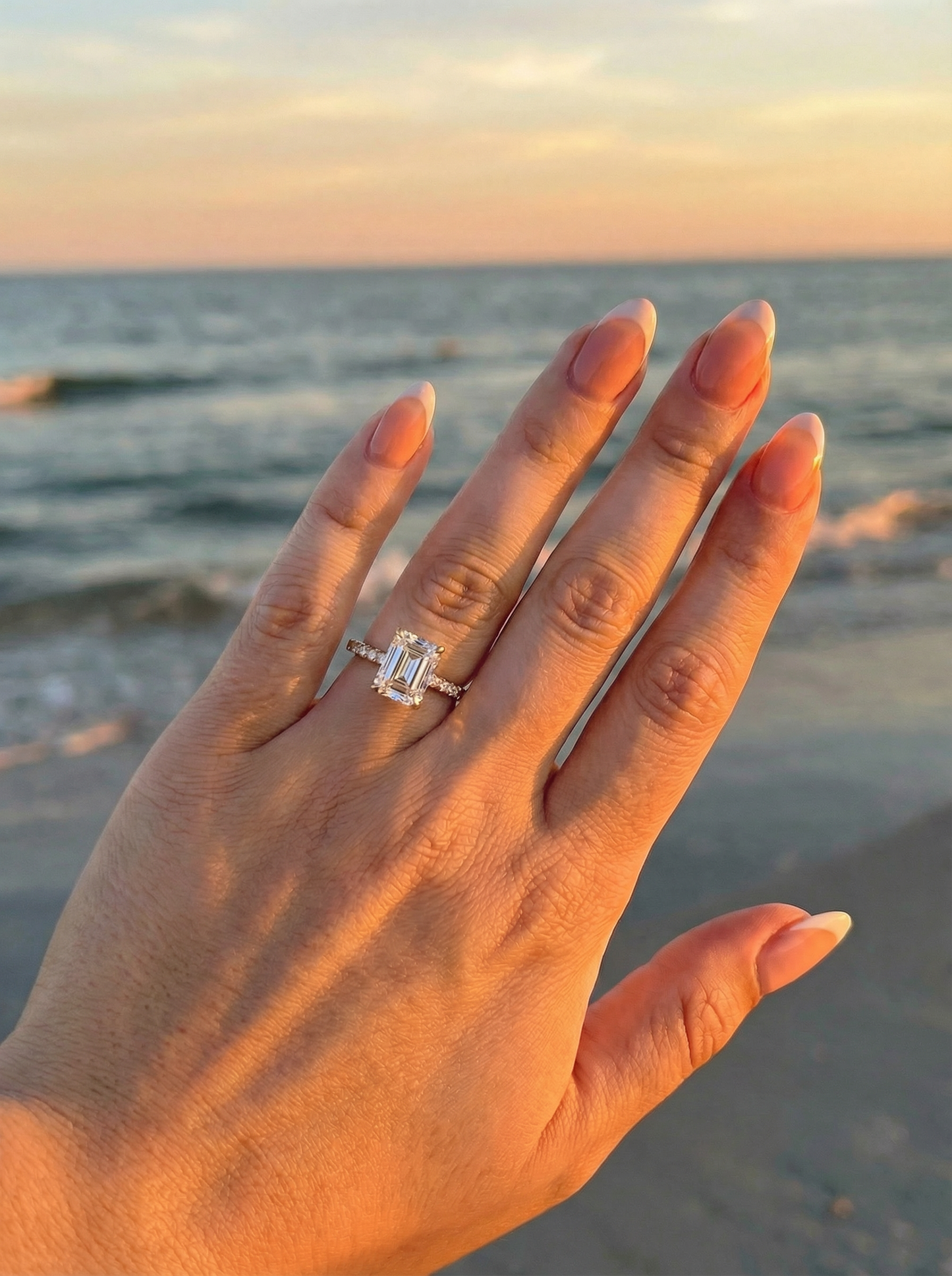 Emerald Hidden Halo Full Pavé Moissanite Engagement Ring
