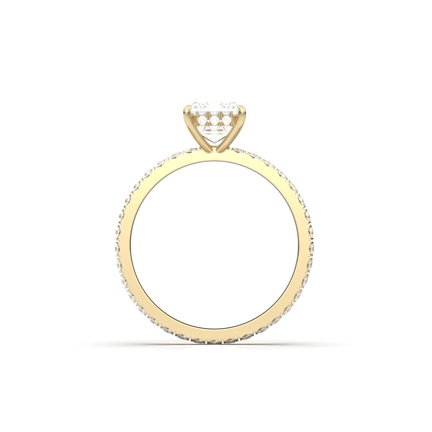 Emerald Hidden Halo With Full Pavé Moissanite Ring - Moissanite Engagement Rings