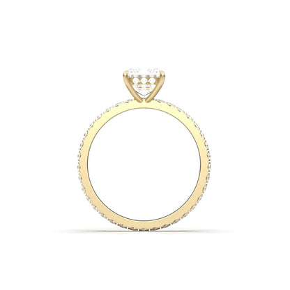 Emerald Hidden Halo With Full Pavé Moissanite Ring - Moissanite Engagement Rings