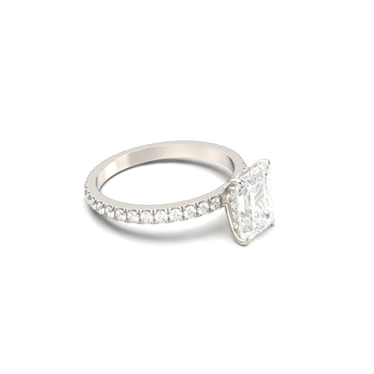 Emerald Hidden Halo Full Pavé Moissanite Engagement Ring - Moissanite Engagement Rings