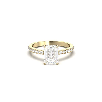 Emerald Hidden Halo With Full Pavé Moissanite Ring - Moissanite Engagement Rings