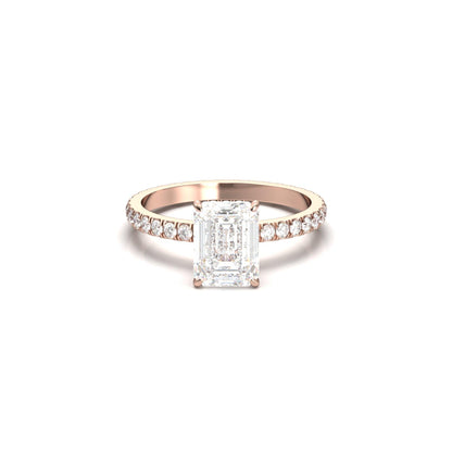 Emerald Hidden Halo With Full Pavé Moissanite Ring - Moissanite Engagement Rings