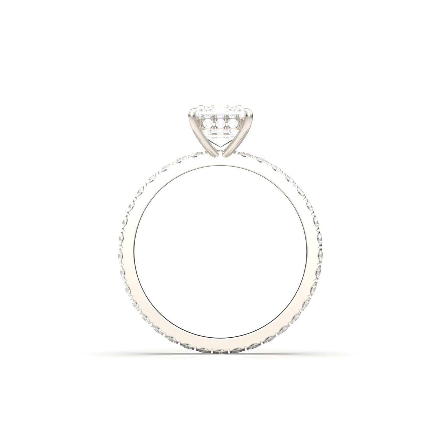 Emerald Hidden Halo With Full Pavé Moissanite Ring - Moissanite Engagement Rings