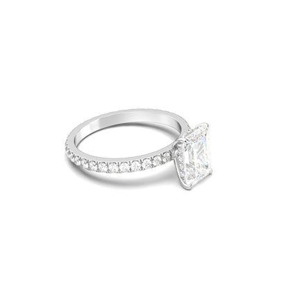 Emerald Hidden Halo With Full Pavé Moissanite Ring - Moissanite Engagement Rings