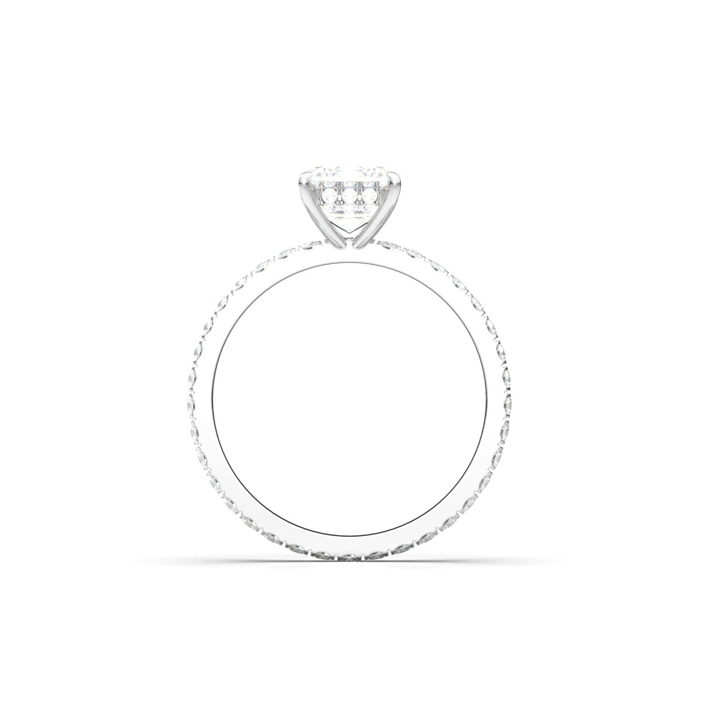 Emerald Hidden Halo With Full Pavé Moissanite Ring - Moissanite Engagement Rings