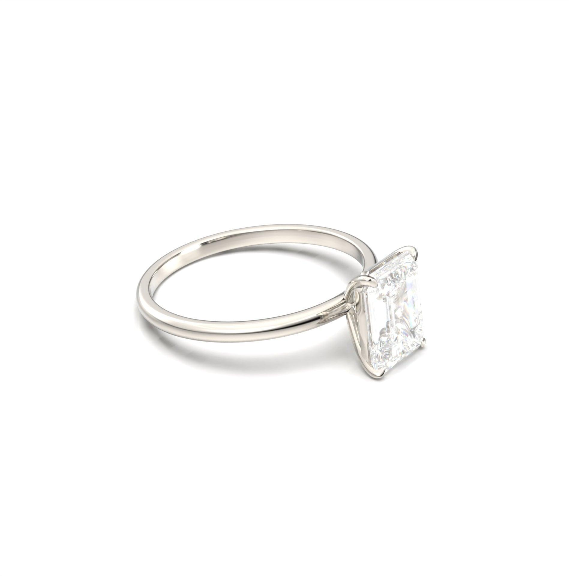 Emerald Solitaire Diamond Engagement Ring - Moissanite Engagement Rings