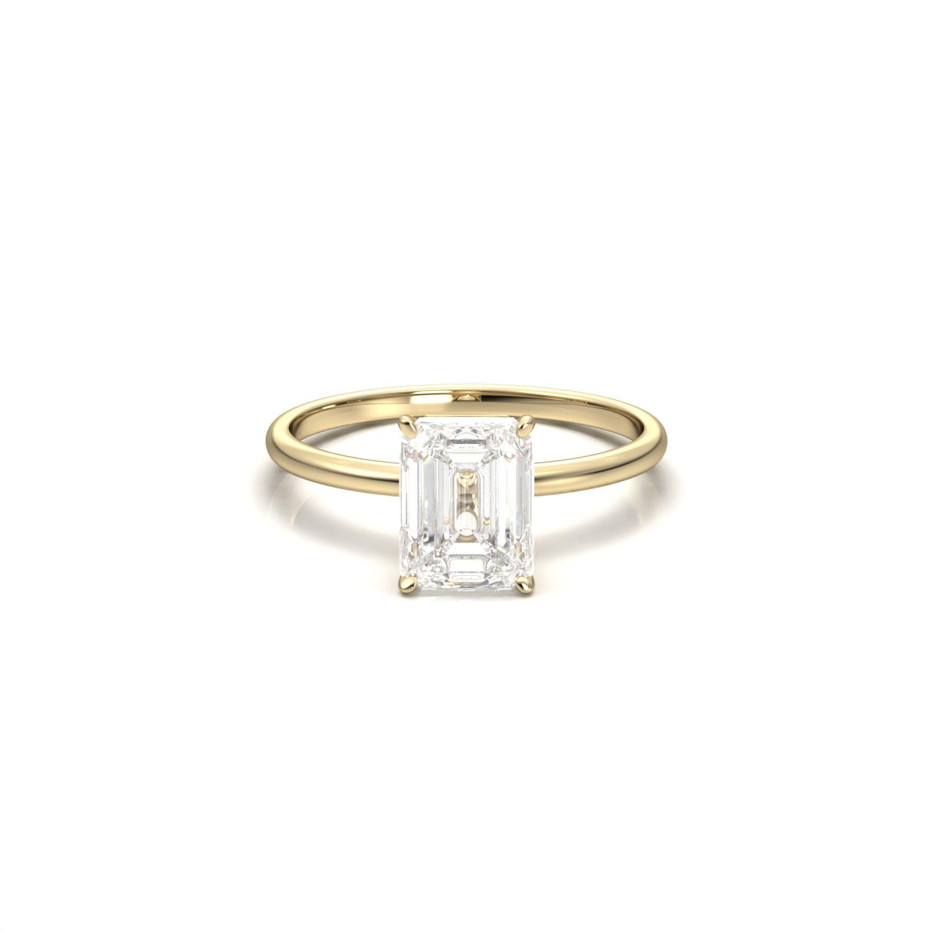 Emerald Solitaire Diamond Engagement Ring - Moissanite Engagement Rings