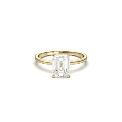 Emerald Solitaire Diamond Engagement Ring - Moissanite Engagement Rings