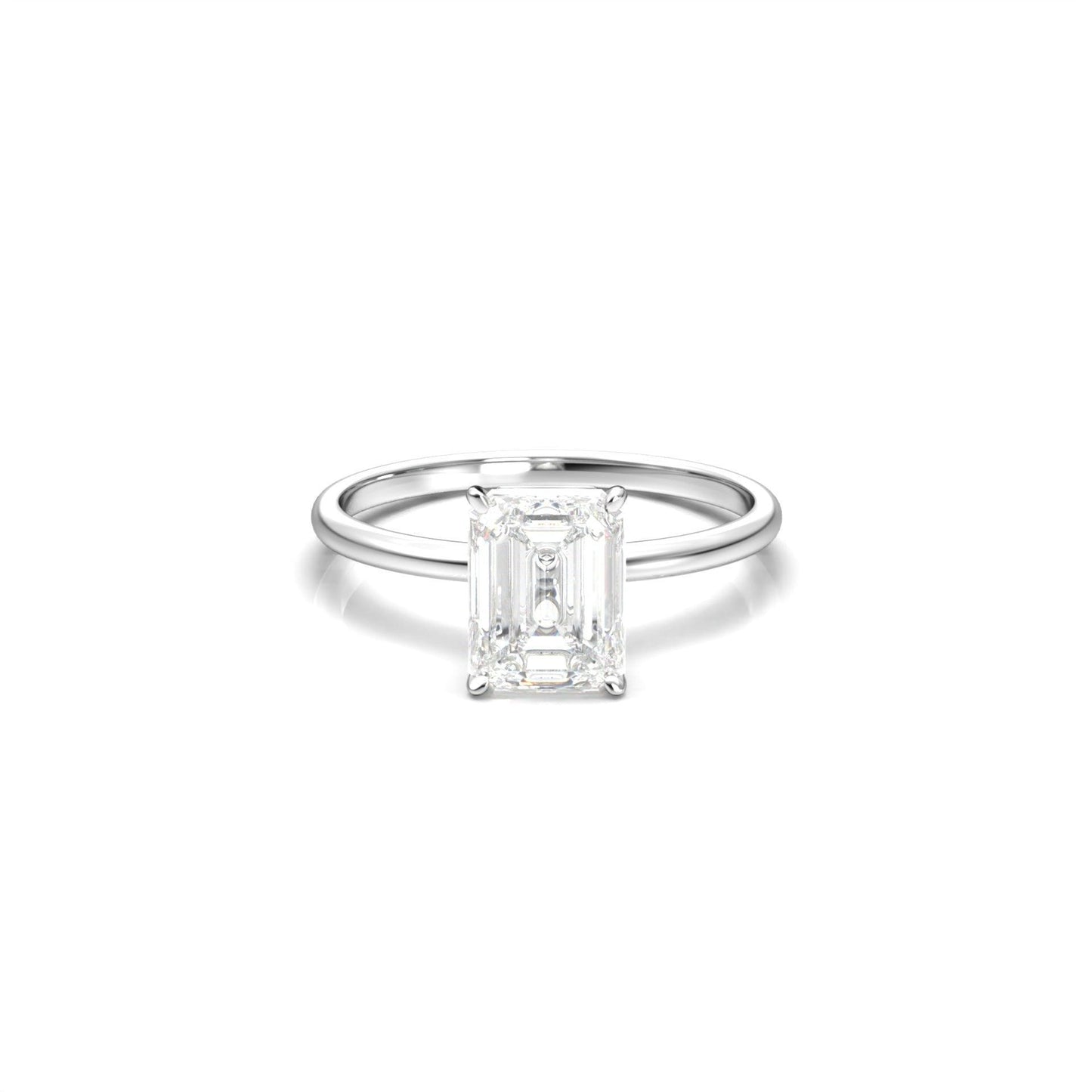 Emerald Solitaire Diamond Engagement Ring - Moissanite Engagement Rings