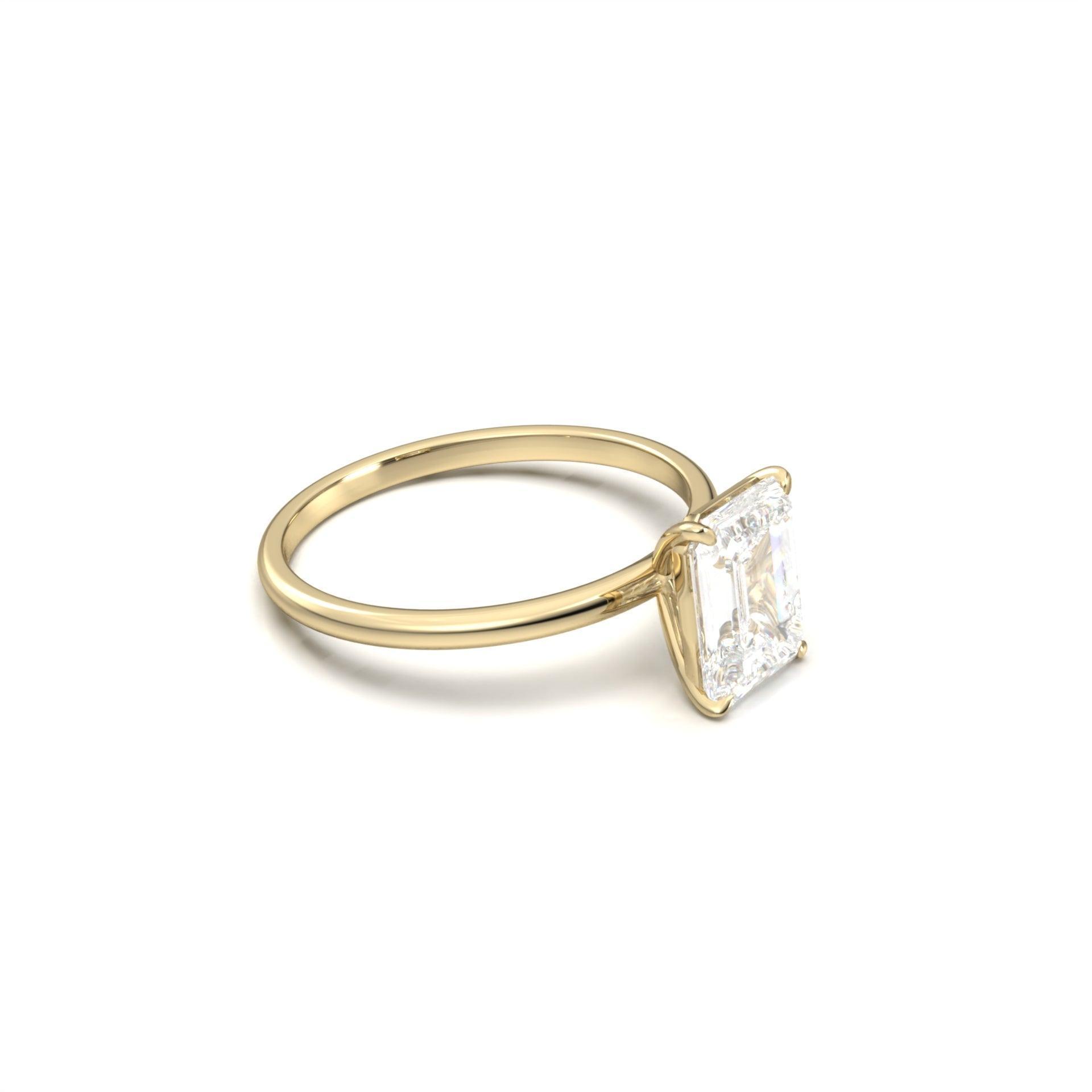 Emerald Solitaire Diamond Engagement Ring - Moissanite Engagement Rings