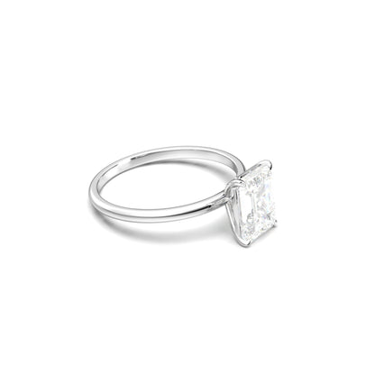 Emerald Solitaire Diamond Engagement Ring - Moissanite Engagement Rings