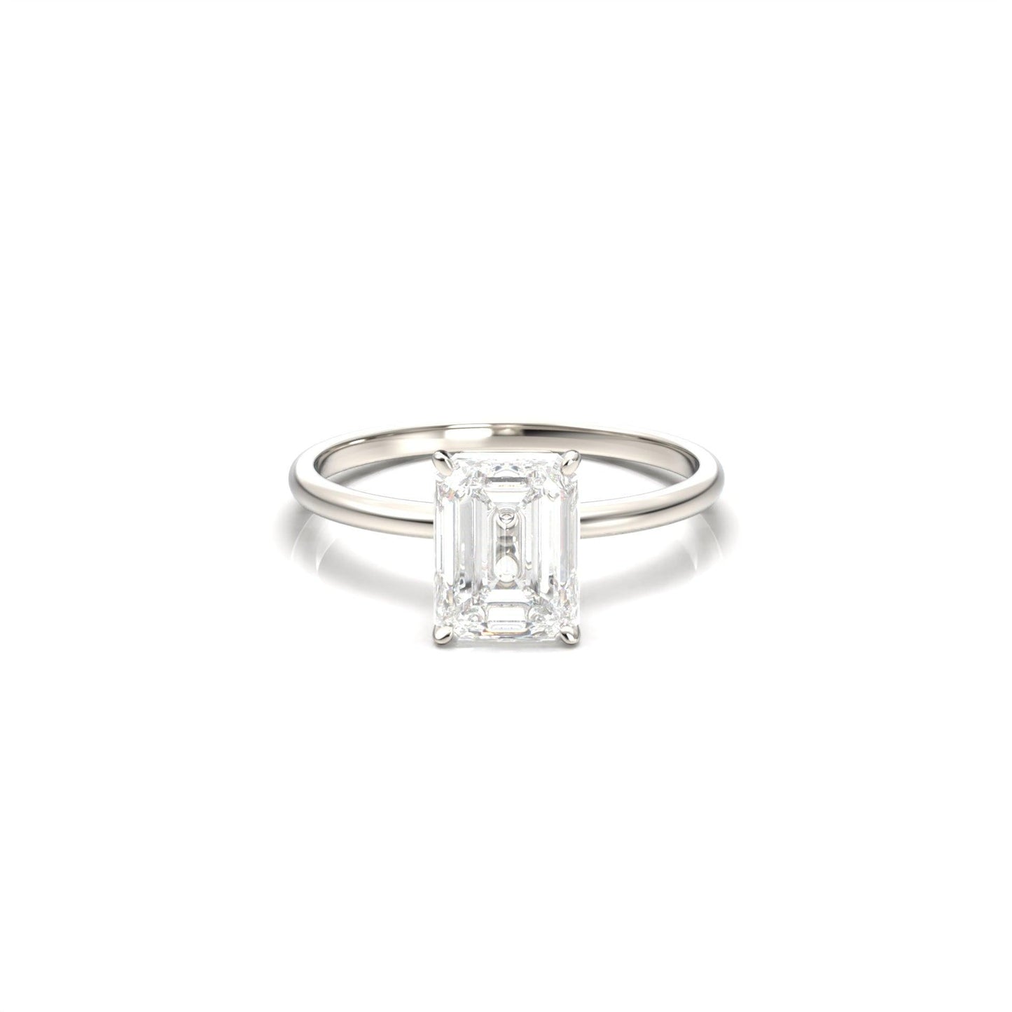 Emerald Solitaire Diamond Engagement Ring - Moissanite Engagement Rings