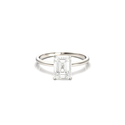 Emerald Solitaire Diamond Engagement Ring - Moissanite Engagement Rings