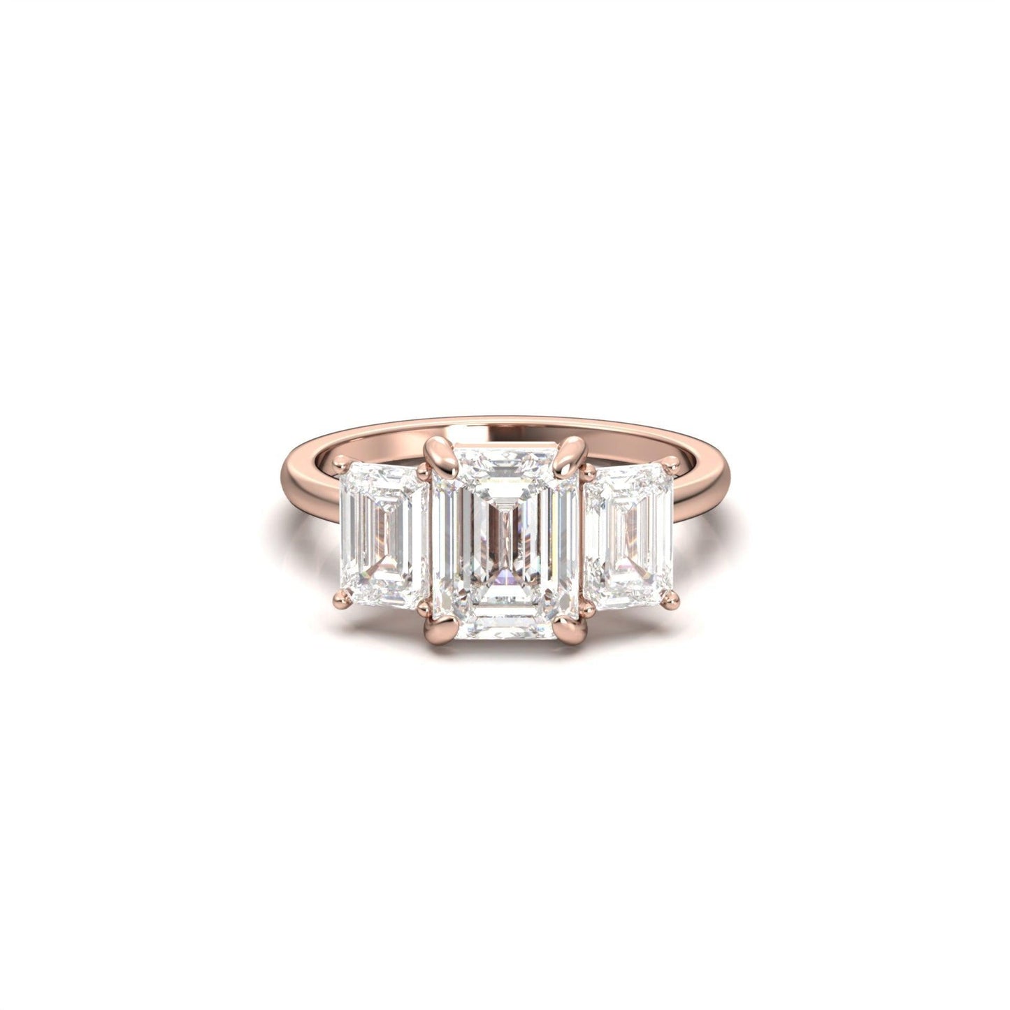 Emerald Trilogy Diamond Engagement Ring - Moissanite Engagement Rings