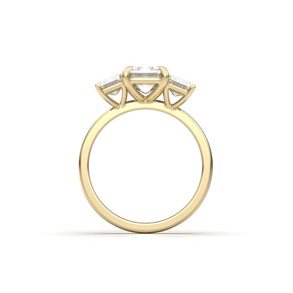 Emerald Trilogy Diamond Engagement Ring - Moissanite Engagement Rings