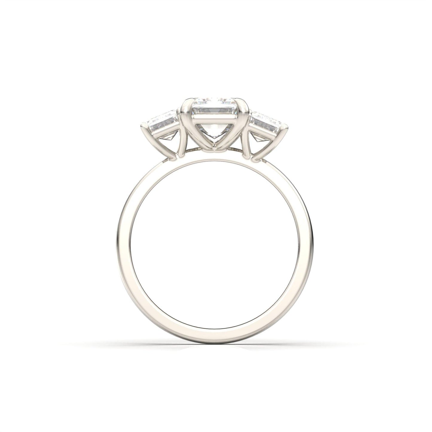 Emerald Trilogy Diamond Engagement Ring - Moissanite Engagement Rings