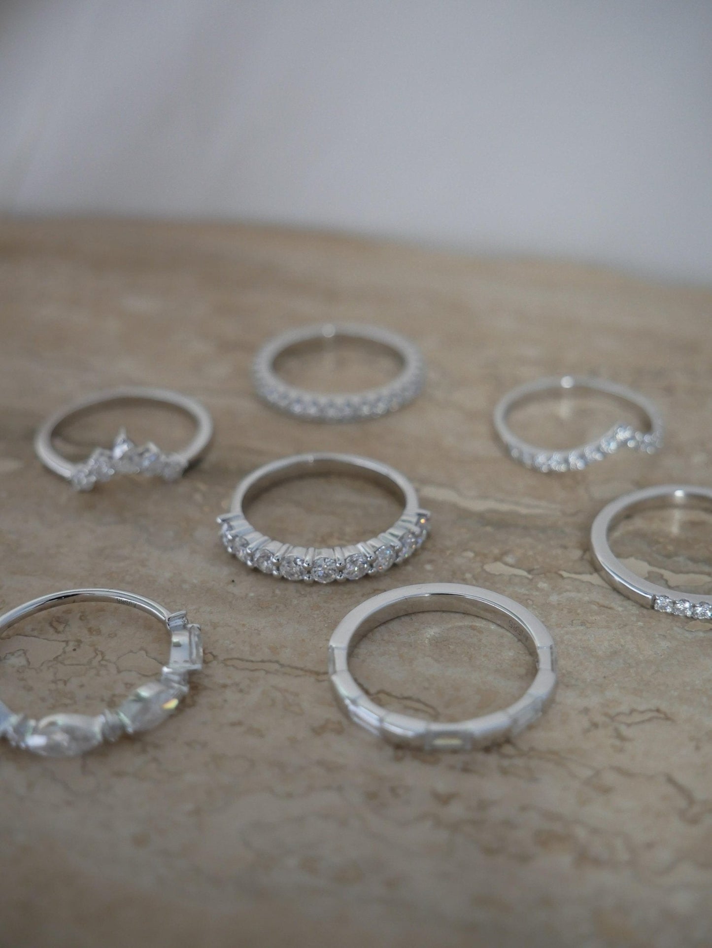 Half Pavè Diamond Wedding Band - Moissanite Engagement Rings