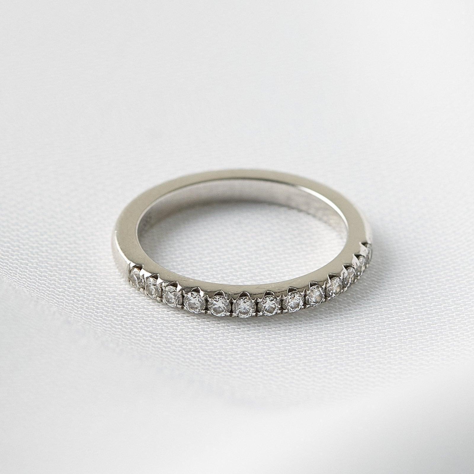 Half Pavè Moissanite Wedding Band - Moissanite Engagement Rings