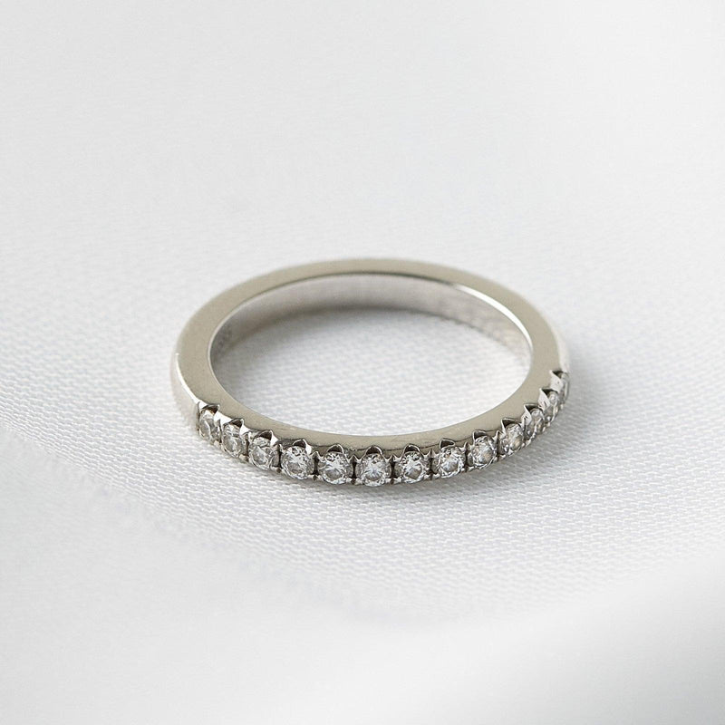 Half Pavè Moissanite Wedding Band
