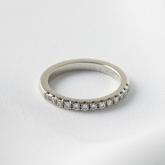 Half Pavè Moissanite Wedding Band - Moissanite Engagement Rings