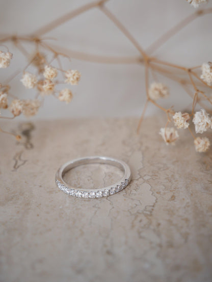 Half Pavè Moissanite Wedding Band - Moissanite Engagement Rings