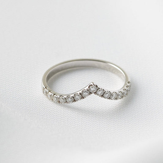 Half Pavè With Peak Moissanite Wedding Band - Moissanite Engagement Rings