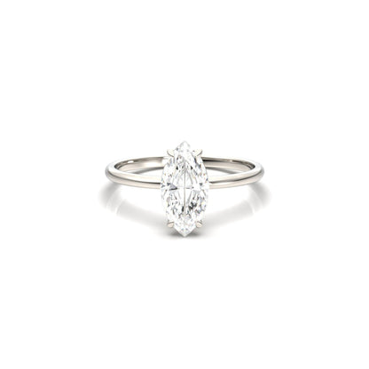 Marquise Hidden Halo Diamond Engagement Ring - Moissanite Engagement Rings