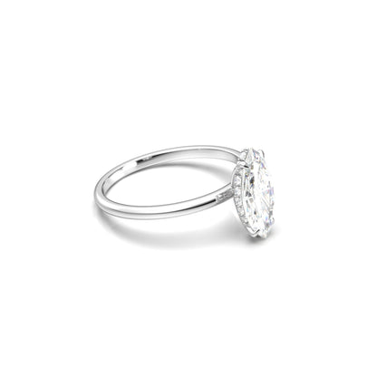 Marquise Hidden Halo Diamond Engagement Ring - Moissanite Engagement Rings