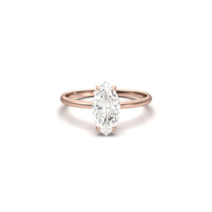 Marquise Hidden Halo Diamond Engagement Ring - Moissanite Engagement Rings