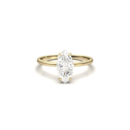 Marquise Hidden Halo Diamond Engagement Ring - Moissanite Engagement Rings