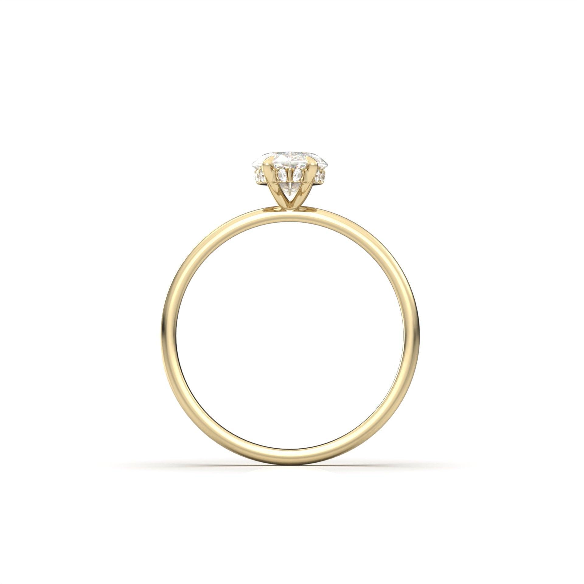 Marquise Hidden Halo Diamond Engagement Ring - Moissanite Engagement Rings