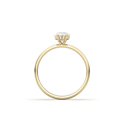 Marquise Hidden Halo Diamond Engagement Ring - Moissanite Engagement Rings