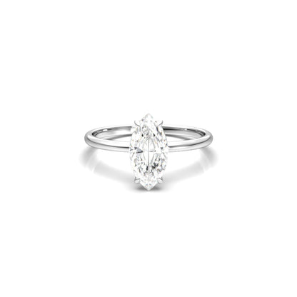 Marquise Hidden Halo Diamond Engagement Ring - Moissanite Engagement Rings