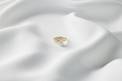 Marquise Hidden Halo Diamond Engagement Ring - Moissanite Engagement Rings