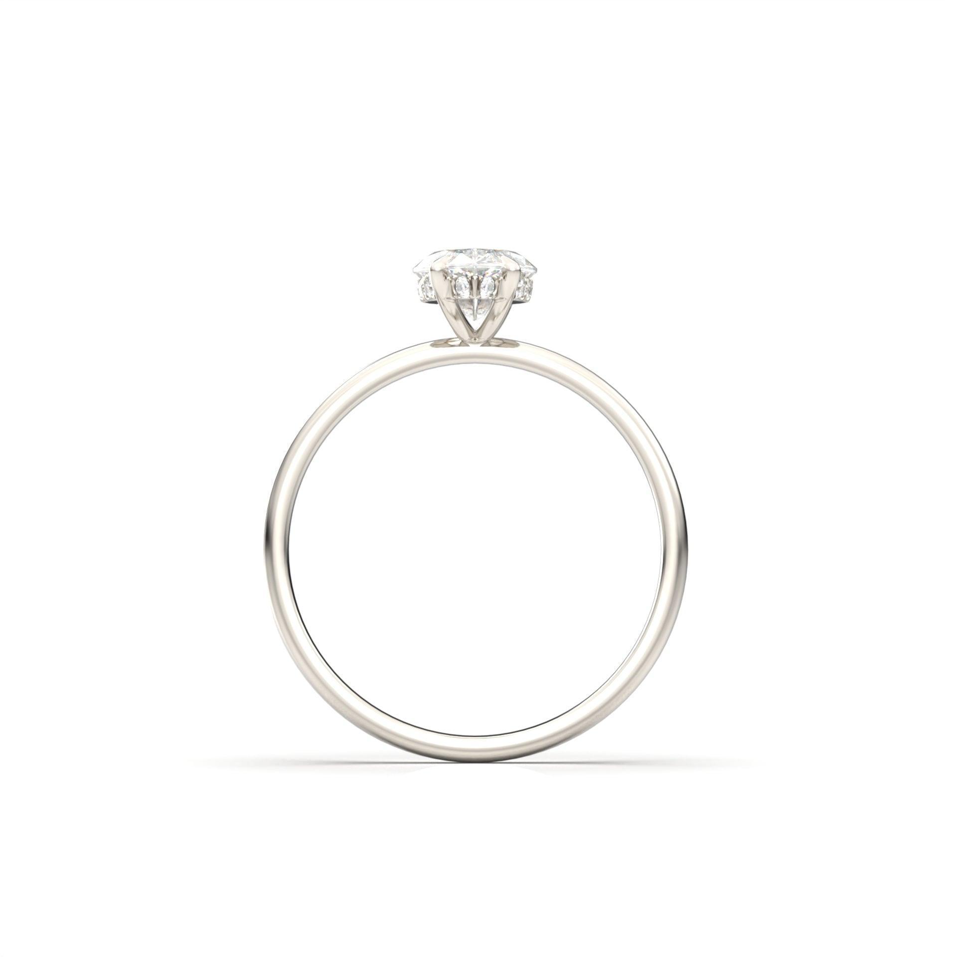 Marquise Hidden Halo Moissanite Engagement Ring - Moissanite Engagement Rings