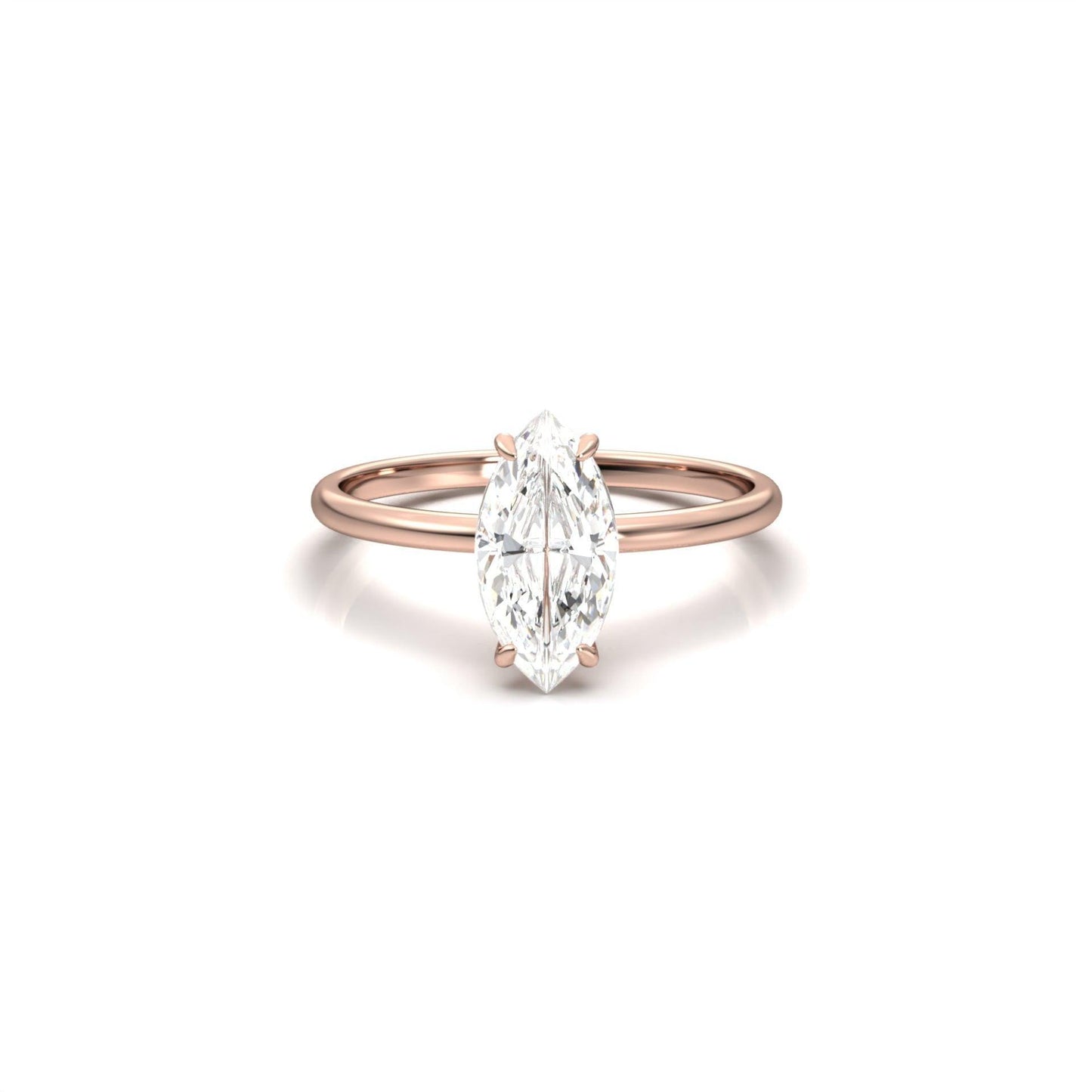 Marquise Solitaire 14K Yellow Gold Moissanite Engagement Ring - Ready To Ship - Moissanite Engagement Rings