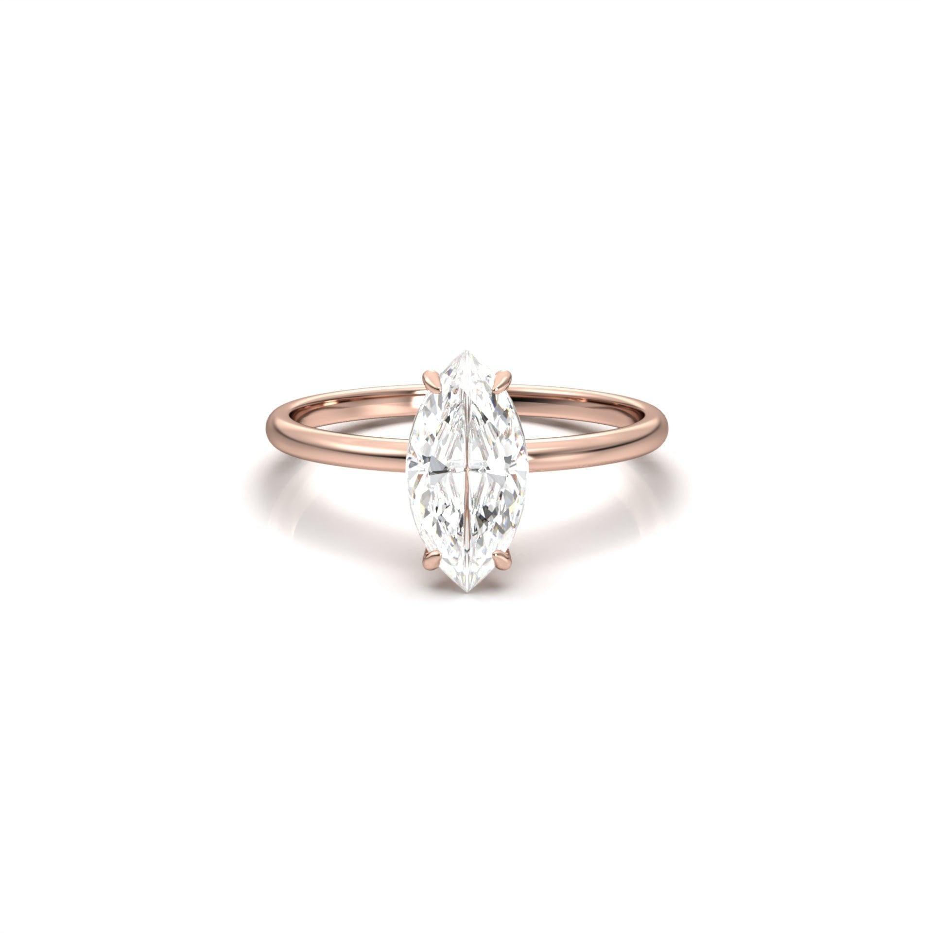 Marquise Solitaire 14K Yellow Gold Moissanite Engagement Ring - Ready To Ship - Moissanite Engagement Rings
