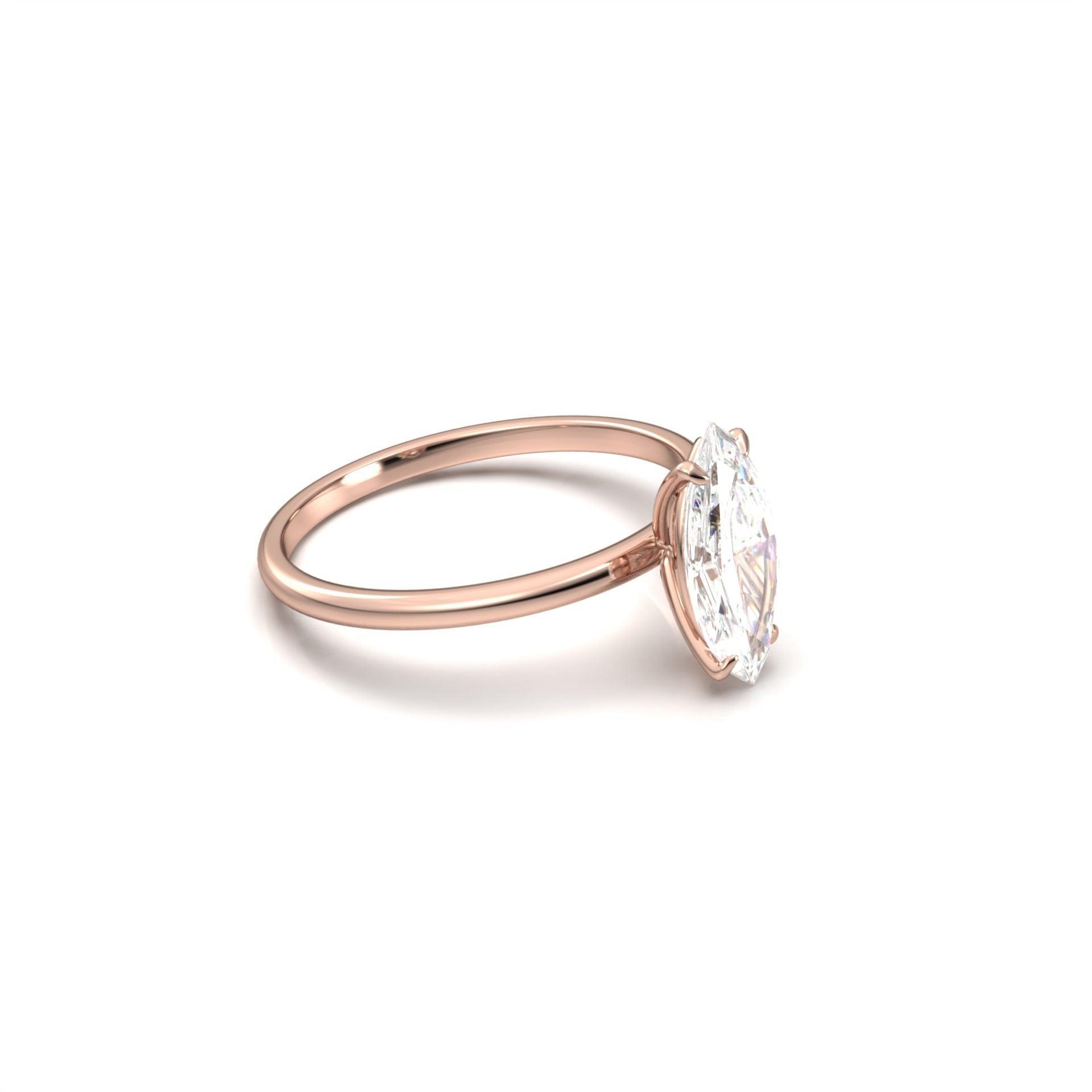 Marquise Solitaire 14K Yellow Gold Moissanite Engagement Ring - Ready To Ship - Moissanite Engagement Rings