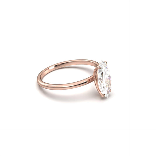 Marquise Solitaire 14K Yellow Gold Moissanite Engagement Ring - Ready To Ship - Moissanite Engagement Rings