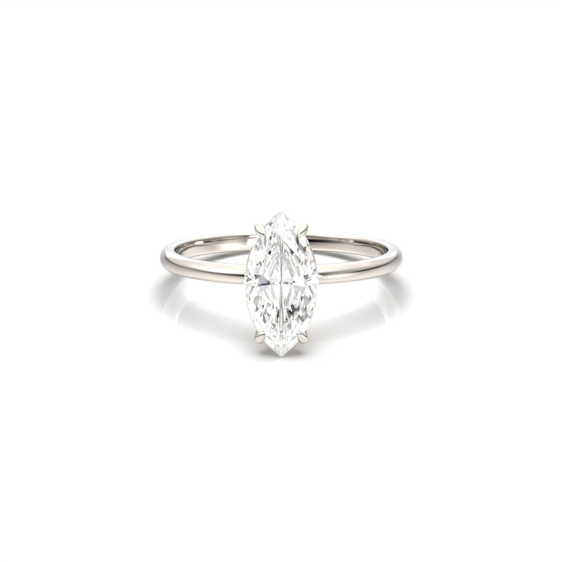 Marquise Solitaire Moissanite Engagement Ring - Moissanite Engagement Rings